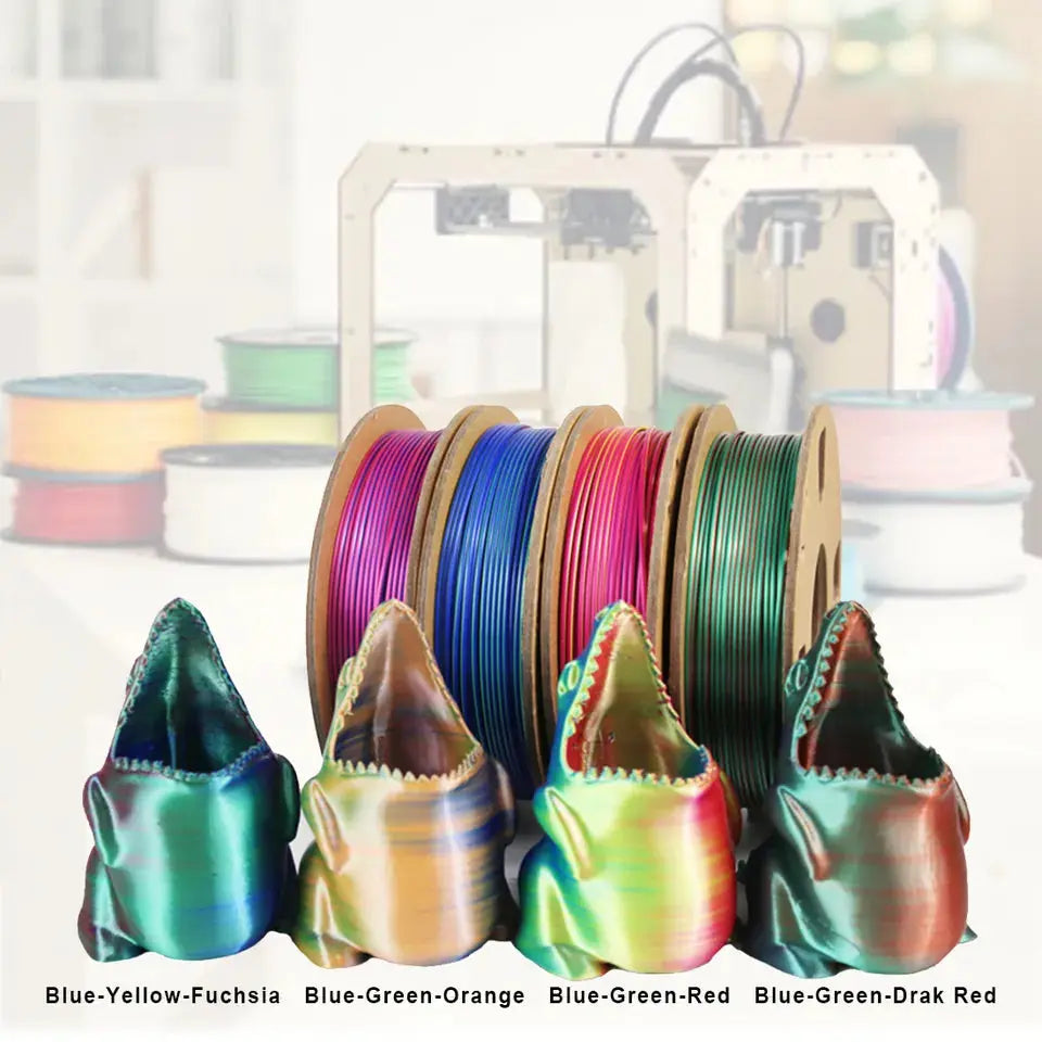 PLA TRICOLOR SILK OR/VERT/ROSE 1KG 1,75 mm Jimprime3d