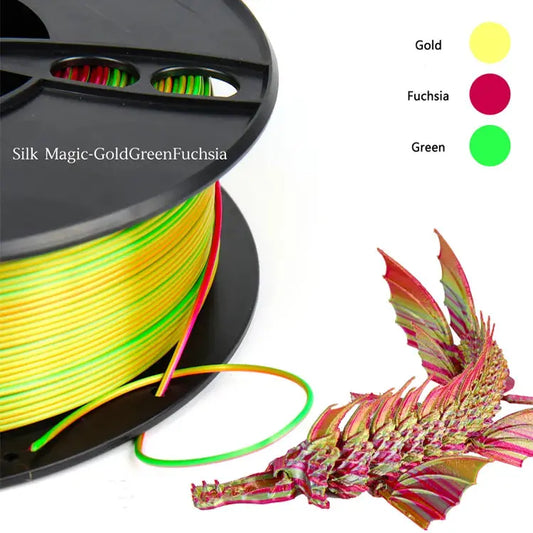 PLA TRICOLOR SILK OR/VERT/ROSE 1KG 1,75 mm Jimprime3d